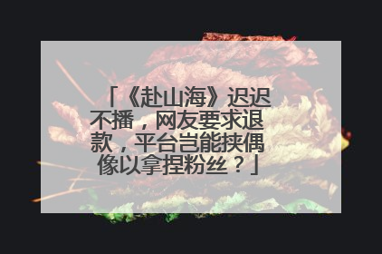 《赴山海》迟迟不播，网友要求退款，平台岂能挟偶像以拿捏粉丝？