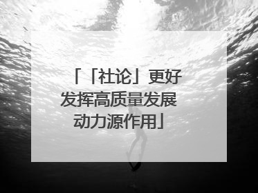 「社论」更好发挥高质量发展动力源作用