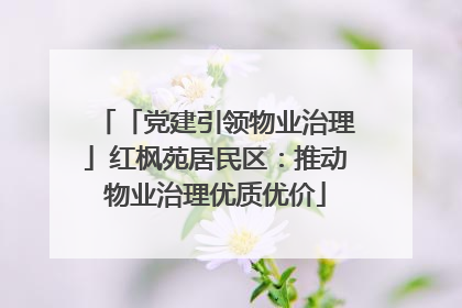 「党建引领物业治理」红枫苑居民区：推动物业治理优质优价