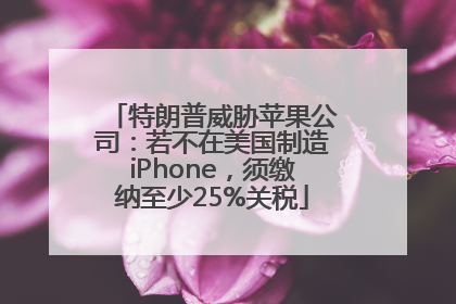 特朗普威胁苹果公司：若不在美国制造iPhone，须缴纳至少25%关税