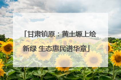甘肃镇原：黄土塬上绘新绿 生态惠民谱华章