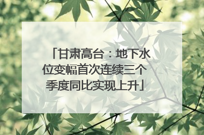 甘肃高台：地下水位变幅首次连续三个季度同比实现上升
