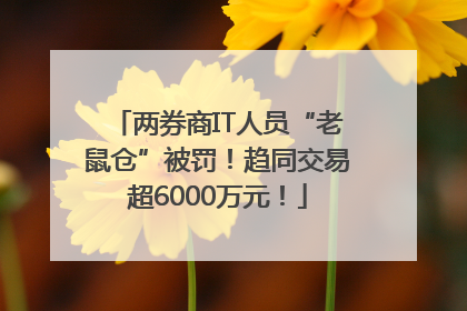 两券商IT人员“老鼠仓”被罚！趋同交易超6000万元！