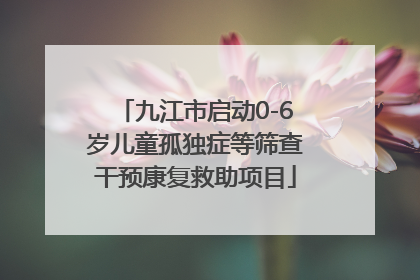 九江市启动0-6岁儿童孤独症等筛查干预康复救助项目