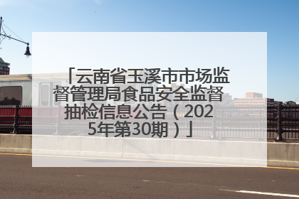 云南省玉溪市市场监督管理局食品安全监督抽检信息公告（2025年第30期）