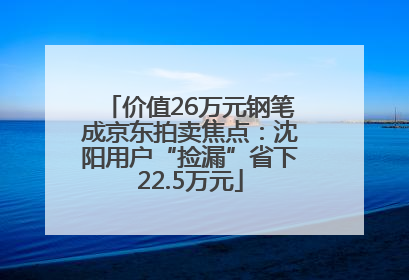 价值26万元钢笔成京东拍卖焦点：沈阳用户“捡漏”省下22.5万元