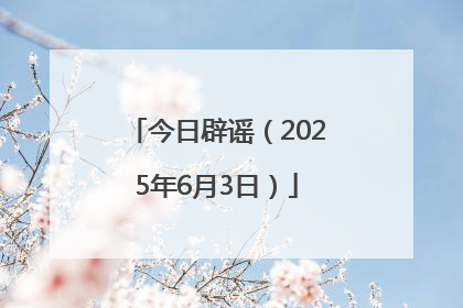 今日辟谣（2025年6月3日）