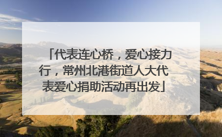 代表连心桥，爱心接力行，常州北港街道人大代表爱心捐助活动再出发