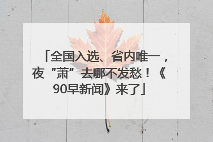全国入选、省内唯一，夜“萧”去哪不发愁！《90早新闻》来了