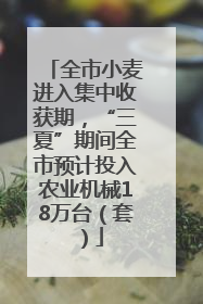 全市小麦进入集中收获期，“三夏”期间全市预计投入农业机械18万台（套）