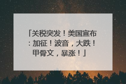 关税突发！美国宣布：加征！波音，大跌！甲骨文，暴涨！