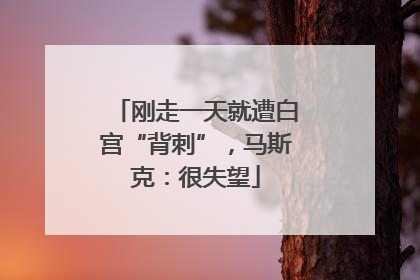 刚走一天就遭白宫“背刺”，马斯克：很失望