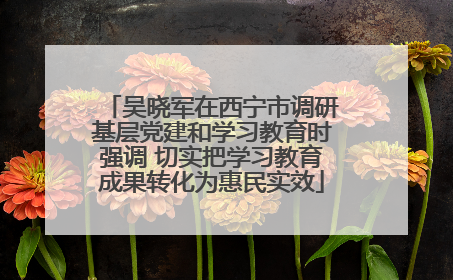 吴晓军在西宁市调研基层党建和学习教育时强调 切实把学习教育成果转化为惠民实效