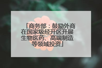 商务部：鼓励外商在国家级经开区开展生物医药、高端制造等领域投资