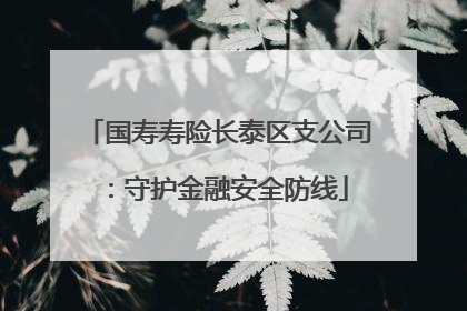 国寿寿险长泰区支公司：守护金融安全防线