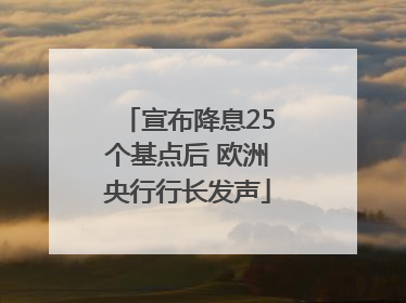 宣布降息25个基点后 欧洲央行行长发声