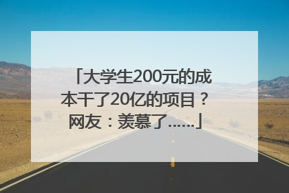 大学生200元的成本干了20亿的项目？网友：羡慕了……