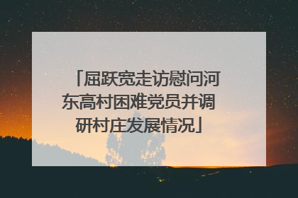 屈跃宽走访慰问河东高村困难党员并调研村庄发展情况