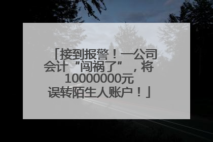 接到报警！一公司会计“闯祸了”，将10000000元误转陌生人账户！