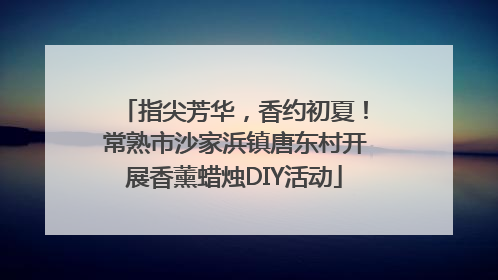指尖芳华，香约初夏！常熟市沙家浜镇唐东村开展香薰蜡烛DIY活动