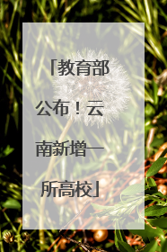 教育部公布！云南新增一所高校