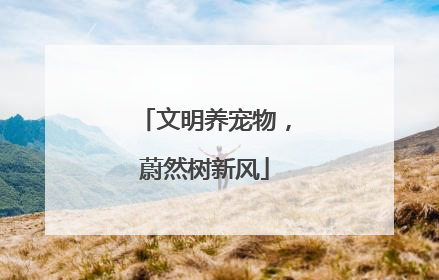 文明养宠物，蔚然树新风