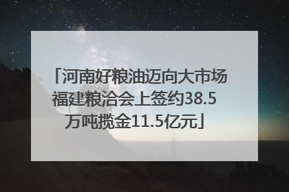 河南好粮油迈向大市场 福建粮洽会上签约38.5万吨揽金11.5亿元