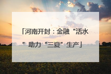 河南开封：金融“活水”助力“三夏”生产