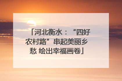 河北衡水：“四好农村路”串起美丽乡愁 绘出幸福画卷