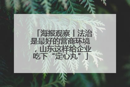 海报观察丨法治是最好的营商环境，山东这样给企业吃下“定心丸”