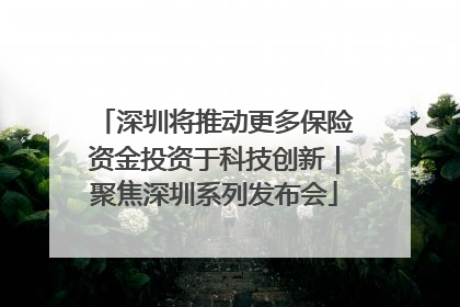 深圳将推动更多保险资金投资于科技创新｜聚焦深圳系列发布会