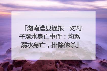 湖南澧县通报一对母子落水身亡事件：均系溺水身亡，排除他杀