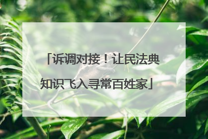 诉调对接！让民法典知识飞入寻常百姓家