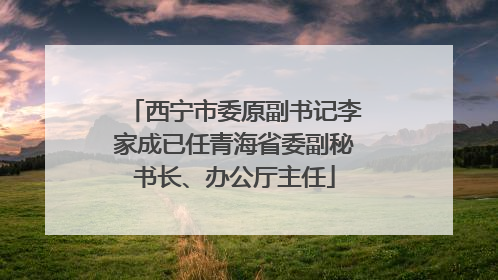 西宁市委原副书记李家成已任青海省委副秘书长、办公厅主任