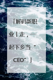 解码新职业丨走，一起下乡当“CEO”