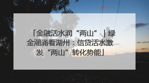 金融活水润“两山”｜绿金潮涌看湖州：信贷活水激发“两山”转化势能