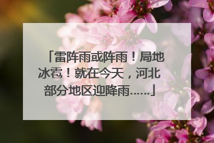 雷阵雨或阵雨！局地冰雹！就在今天，河北部分地区迎降雨……