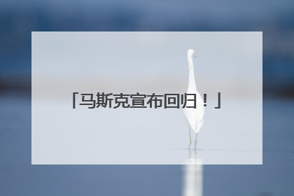 马斯克宣布回归！