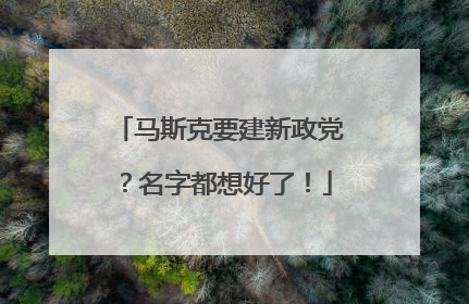 马斯克要建新政党？名字都想好了！