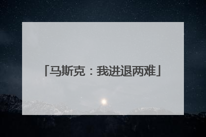 马斯克：我进退两难