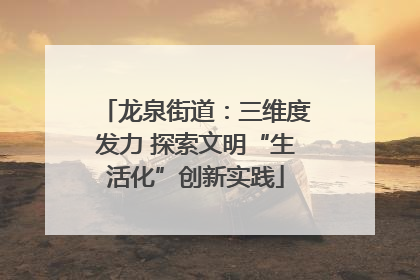 龙泉街道：三维度发力 探索文明“生活化”创新实践