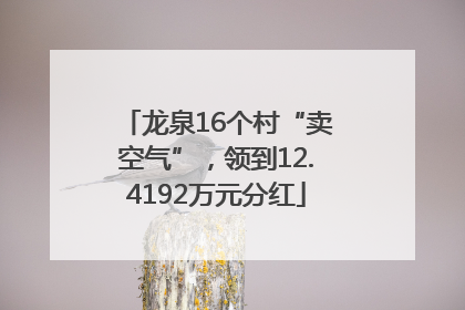龙泉16个村“卖空气”，领到12.4192万元分红