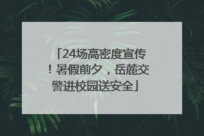 24场高密度宣传！暑假前夕，岳麓交警进校园送安全