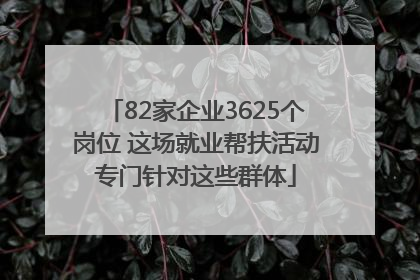 82家企业3625个岗位 这场就业帮扶活动专门针对这些群体